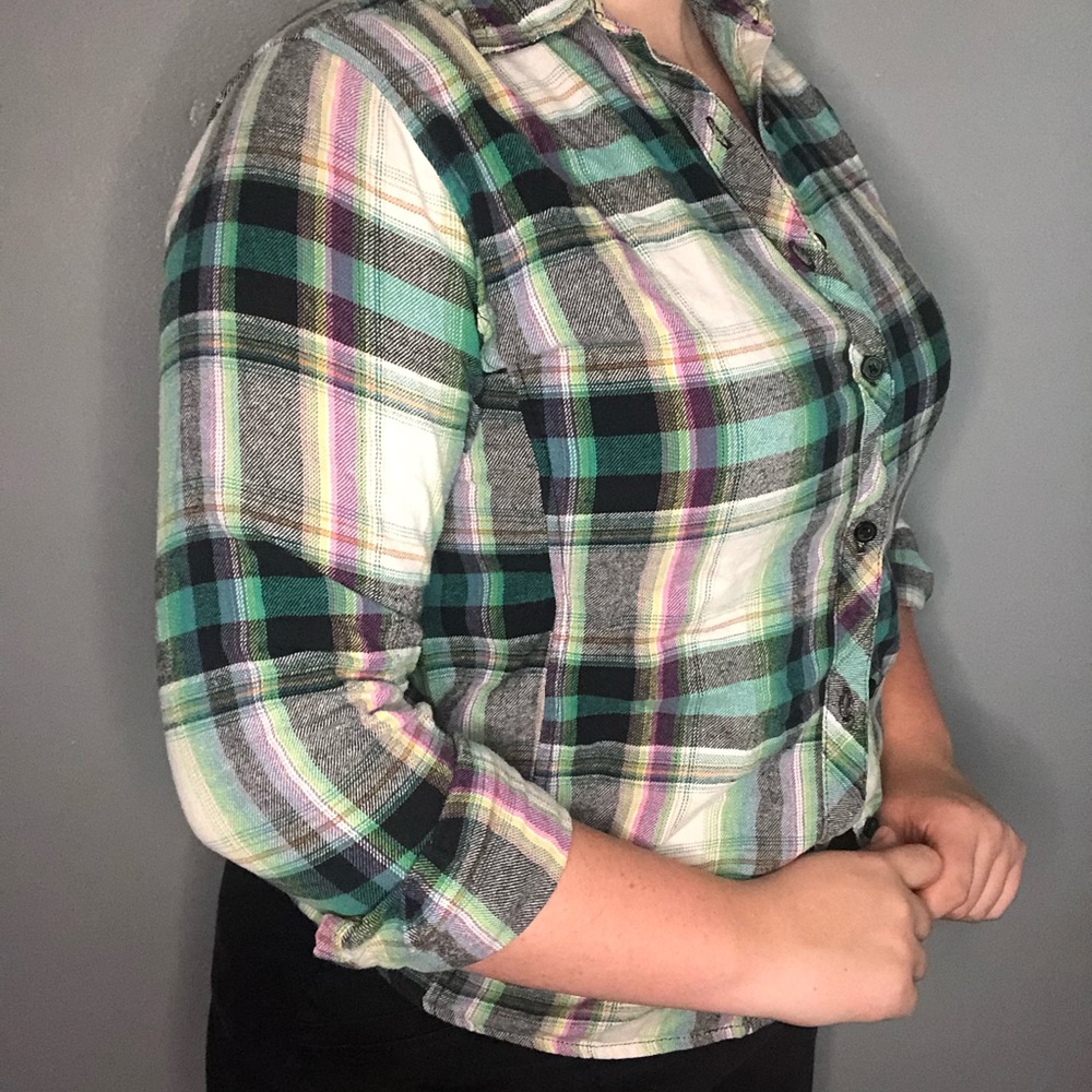 Indigo flannel button up